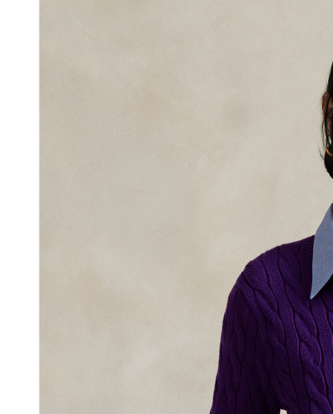 Cable-knit with pure cotton, this slim crewneck cardigan is finished with the signature embroidered Pony on the chest.