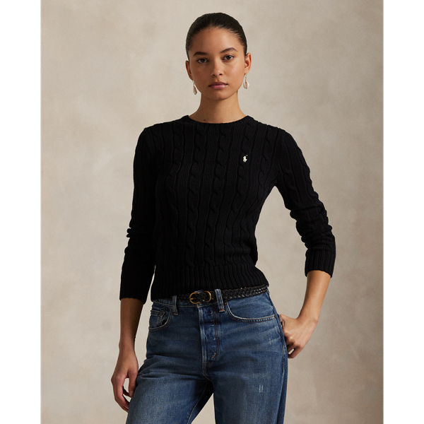 A Polo essential, this slim-fitting crewneck jumper is made with soft, combed cotton and showcases our signature cable-knit construction.