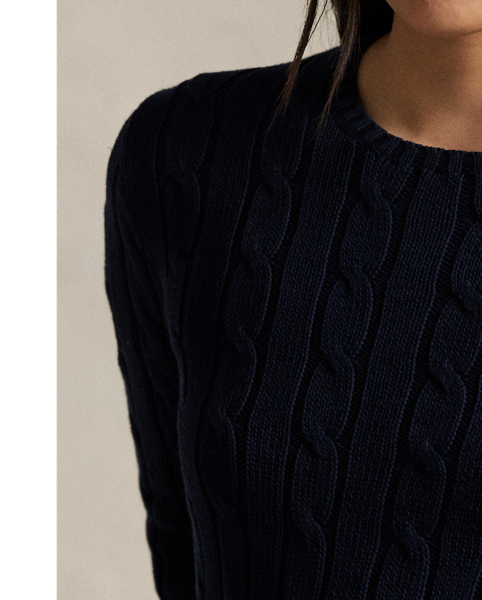 A Polo essential, this slim-fitting crewneck jumper is made with soft, combed cotton and showcases our signature cable-knit construction.