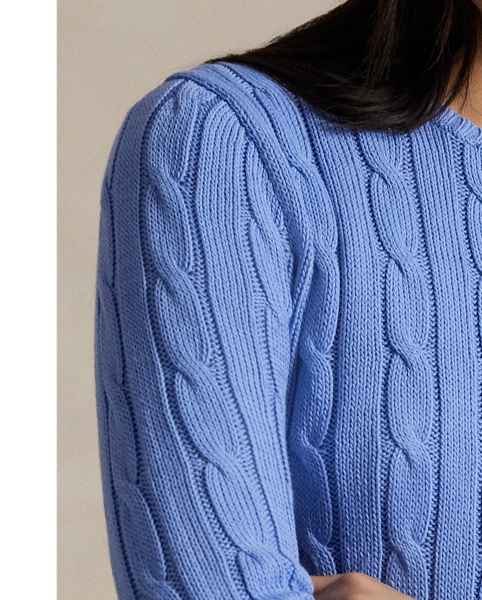 A Polo essential, this slim-fitting crewneck jumper is made with soft, combed cotton and showcases our signature cable-knit construction.
