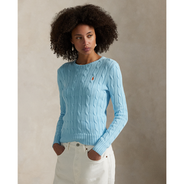 A Polo essential, this slim-fitting crewneck jumper is made with soft, combed cotton and showcases our signature cable-knit construction.