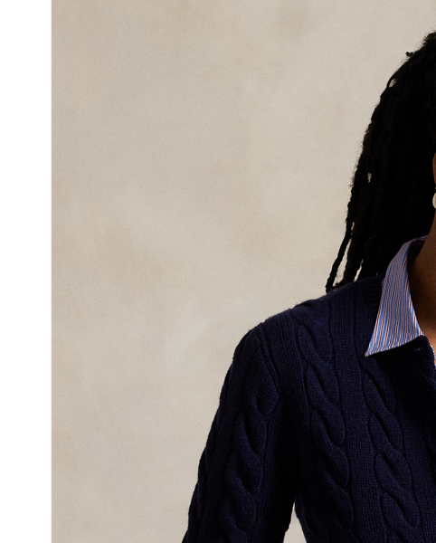 Cable-knit with a soft blend of Italian wool and carded cashmere, this buttoned crewneck cardigan is accented with our signature embroidered Pony at the chest.