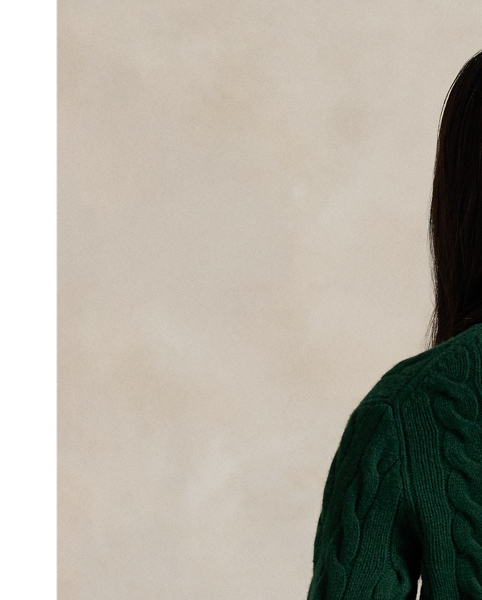 Cable-knit with a soft blend of Italian wool and carded cashmere, this buttoned crewneck cardigan is accented with our signature embroidered Pony at the chest.