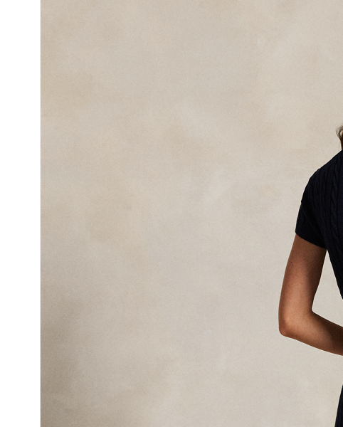 Inspired by  Ralph Lauren Lauren's iconic Polo shirt, this short-sleeve dress is cable-knit with a soft cotton blend and embroidered with our signature Pony at the chest for a heritage finish.