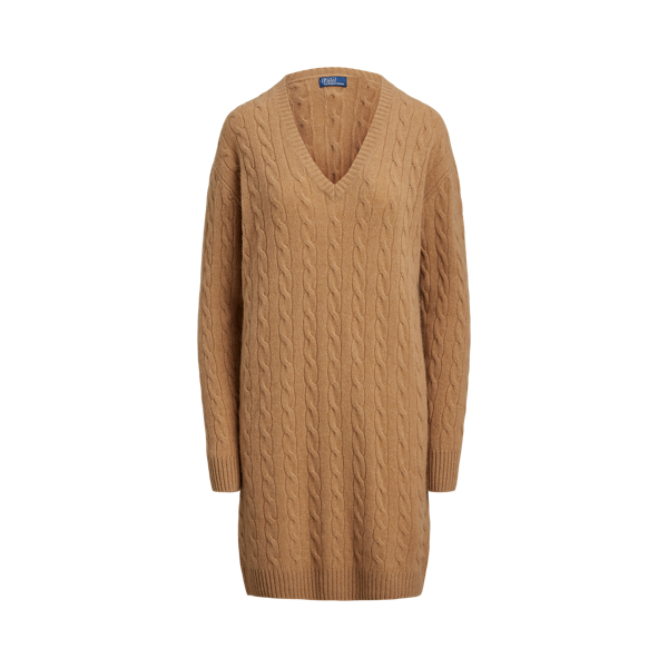 Robe-pull torsadée col V laine cachemire - Polo Ralph Lauren - Modalova
