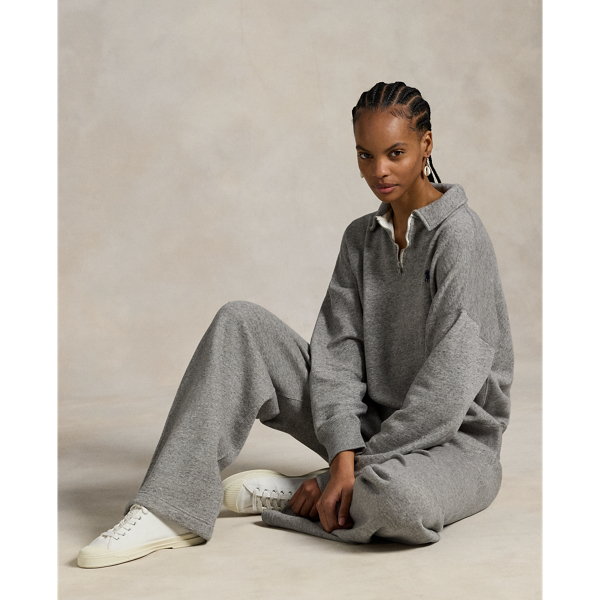 Made with cotton-blend fleece and garment washed, these drawstring tracksuit bottoms are cut for a wide-leg silhouette and accented with our signature embroidered Pony.