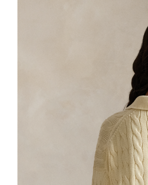 This cotton jumper combines  Ralph Lauren Lauren's signature cable-knit construction with details reminiscent of the classic Polo shirt, including a rib-knit collar and split placket.