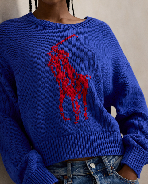 Maglia Girocollo in Cotone Big Pony Ralph Lauren