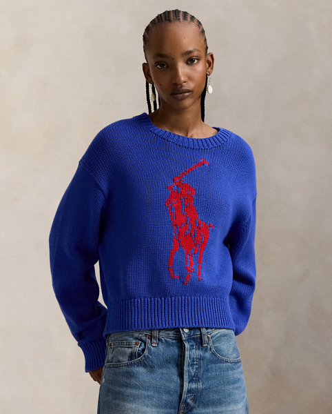 Maglia Girocollo in Cotone Big Pony Ralph Lauren