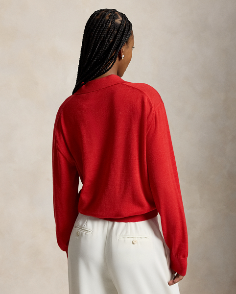 Maglia in Lana Merino con Colletto Polo Ralph Lauren