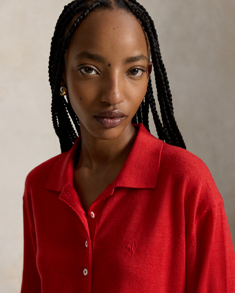 Maglia in Lana Merino con Colletto Polo Ralph Lauren