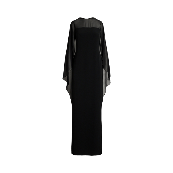 Laurèn Cape Georgette Gown In Black