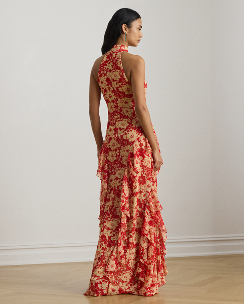 Abito Halter in Georgette con Volant - Ralph Lauren