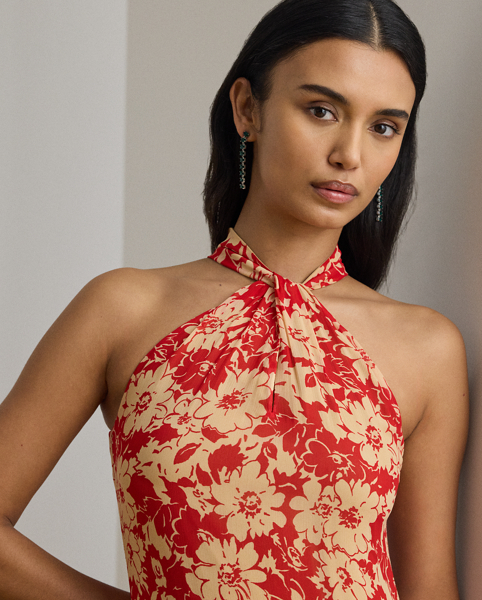 Abito Halter in Georgette con Volant - Ralph Lauren