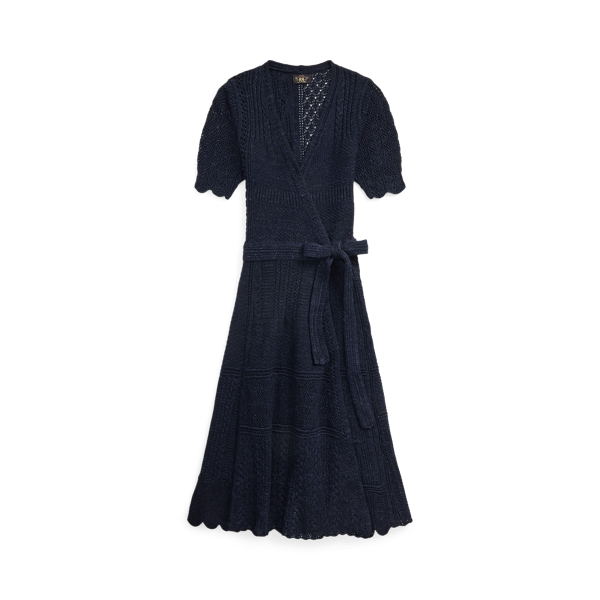 Jacquard-Knit Pointelle Wrap Dress