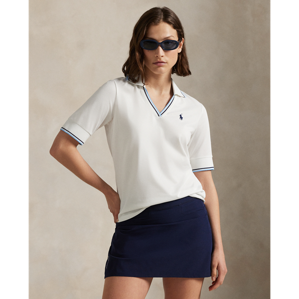 Cricket-inspired striped trim defines this Polo shirt, which is crafted from cotton-blend jersey and washed for softness.