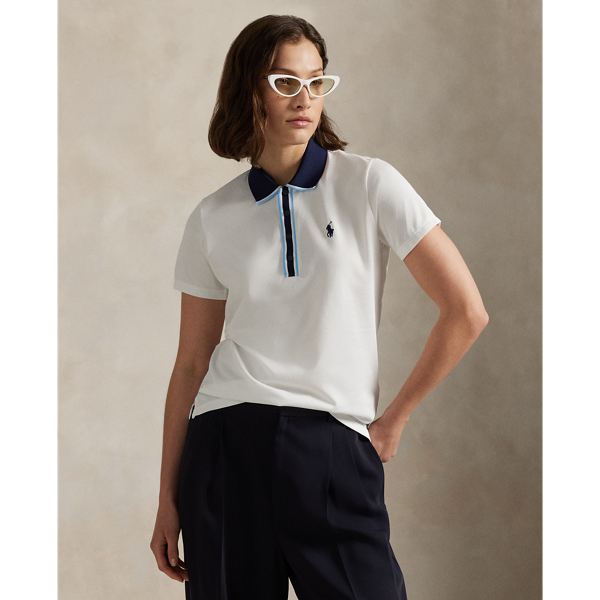 This Tailored Fit Polo shirt is crafted with breathable jersey fabric and accented by contrast trim at the collar and placket.