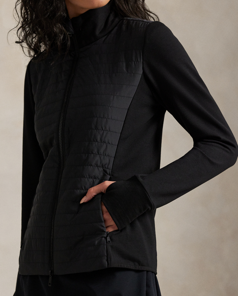 Lightweight and versatile, this hybrid full-zip jacket merges smooth French terry fabric with an insulating quilted front panel and back yoke. It's detailed with waist zip pockets and our signature "RLX" logo.