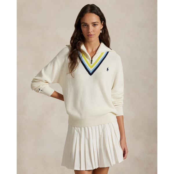 Merging the look of a cricket jumper with the ease of a quarter-zip pullover, this versatile layer is crafted with a soft wool blend and accented by our signature embroidered Pony and "RLX" logo.