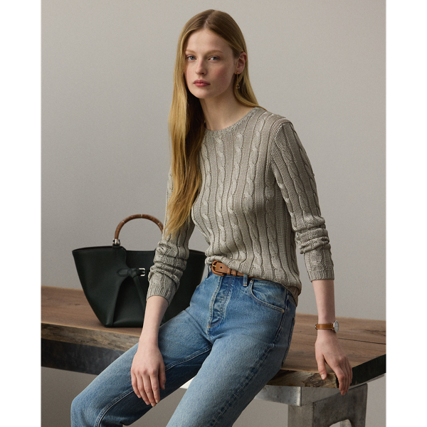 Our iconic cable-knit crewneck jumper melds impeccable craftsmanship with the refined luxury of high-shine silk, which is specially selected for its soft hand and beautiful sheen.