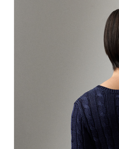 Our iconic cable-knit V-neck jumper combines impeccable craftsmanship with the refined luxury of high-shine silk, which is specially selected for its soft hand and beautiful sheen.