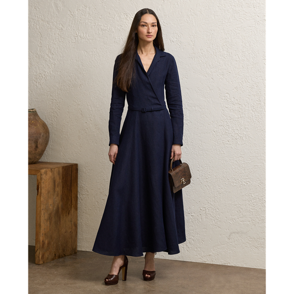 Crafted with rustic-yet-refined linen in a classic construction for season-spanning wear, this iteration of the Aniyah dress is defined by a timeless wrap silhouette. Its asymmetrical placket creates a plunging surplice neckline, while a buckled belt brings definition to the waist.