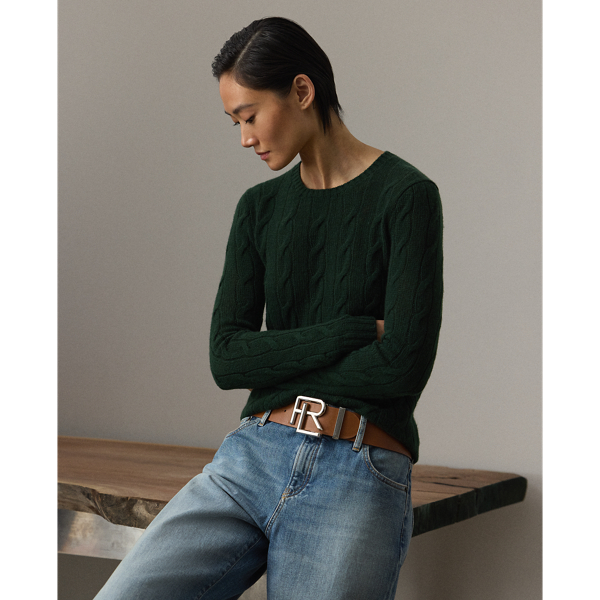 A timeless icon designed to stand the test of time, our Cradle to Cradle Certified (C2C Certified) Gold Cable-Knit Crewneck Jumper is knit with fine cashmere fibres sourced in Italy, dyed in rich hues and features a re-imagined cotton signature label. C2C certification is the global standard for products that are safe and circular. Ralph Lauren Lauren partnered with an independent assessment body to ensure that every component of this jumper meets the C2C Certified Product Standards set by the Cradle to Cradle Products Innovation Institute (C2CPII).