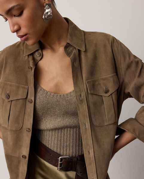 Camicia Landry in Agnello Scamosciato Ralph Lauren