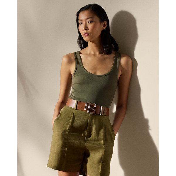 Crafted from lightweight, rib-knit cotton-blend jersey, which is valued for its optimal balance of softness and stretch, this essential tank top is finished with Ralph Lauren Lauren's signature embroidered on the hem.