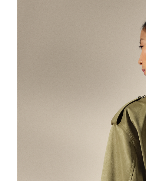 Celebrating the spirit of utility, the Teresa coat is designed with a bevy of considered design elements, including buttoned shoulder epaulettes, a belted waist, multiple patch pockets and an oversize fit. Crafted in Italy, this coat is made from a classic outerwear fabric with a peached finish, resulting in an ultra-soft hand feel for added comfort.