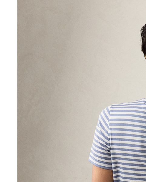Crafted with striped cotton jersey, the Hallie tee is embroidered with  Ralph Lauren Lauren's script logo at the hem for a signature finish.