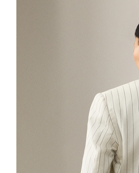 The Bennet is a menswear-inspired double-breasted silhouette. This version is rendered with the season's yarn-dyed striped suiting fabric, which is woven in a breathable cotton blend and specially washed for a rustic, worn-in look. Highly considered tailoring details, including peak lapels, waist darts and princess seams, offer a tailored finish.