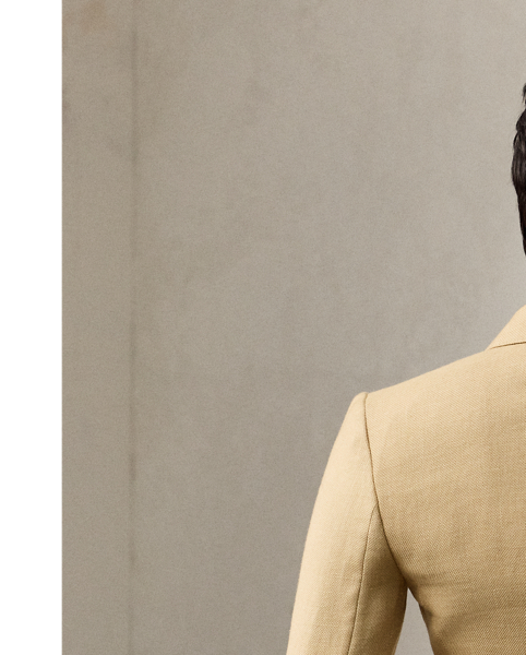 Debuted as a men's sporting style in 19th-century Britain, the double-breasted jacket is one of  Ralph Lauren Lauren's enduring signatures. This version of the iconic Camden is crafted from a cashmere-and-linen twill and then accented with genuine mother-of-pearl buttons.