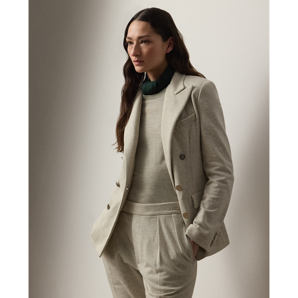 Debuted as a men's sporting style in 19th-century Britain, the double-breasted jacket is one of Ralph Lauren Lauren's enduring signatures. Accented with our "RL"-and-crown-engraved polished buttons, this version of the iconic Camden is crafted in Italy from cotton fleece, which features a hint of cashmere for a luxurious hand feel.
