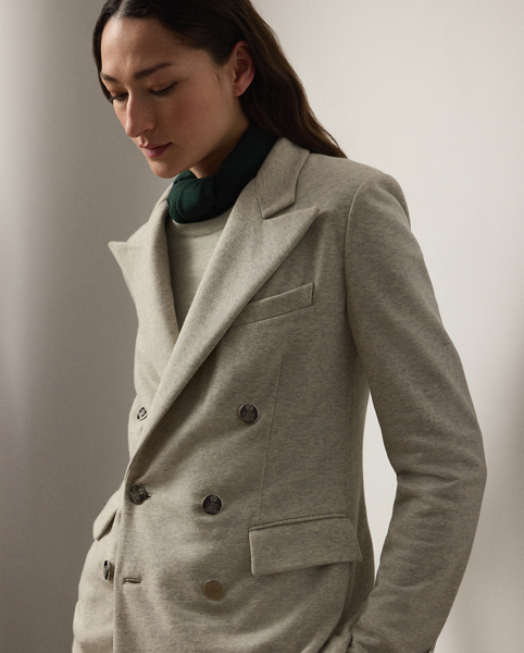 Debuted as a men's sporting style in 19th-century Britain, the double-breasted jacket is one of Ralph Lauren Lauren's enduring signatures. Accented with our "RL"-and-crown-engraved polished buttons, this version of the iconic Camden is crafted in Italy from cotton fleece, which features a hint of cashmere for a luxurious hand feel.