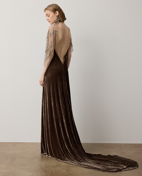 Abito da Sera Willow in Velour di Ralph Lauren