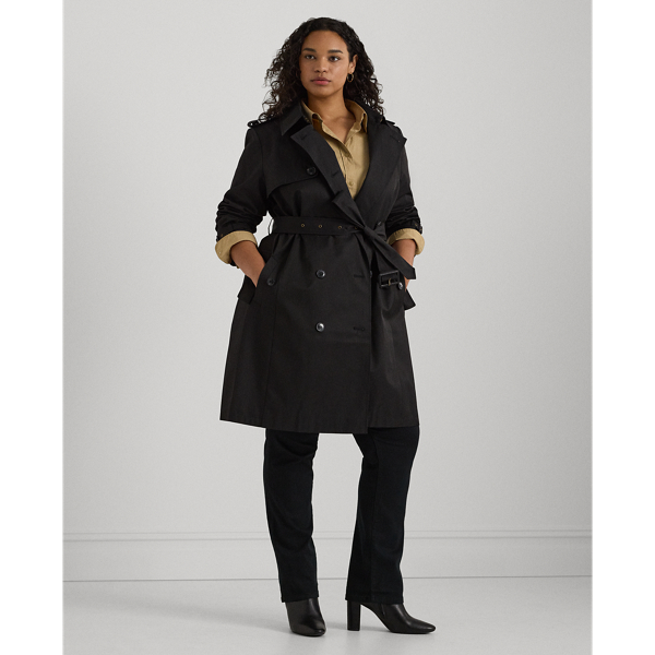 Rendered in a soft cotton blend, Lauren's take on the trench coat showcases traditional styling details, including a double-breasted silhouette and buttoned shoulder epaulets. A buckled self-belt accentuates the waist, while "Lauren Ralph Lauren Lauren"-engraved horn-effect buttons lend a signature finish.
