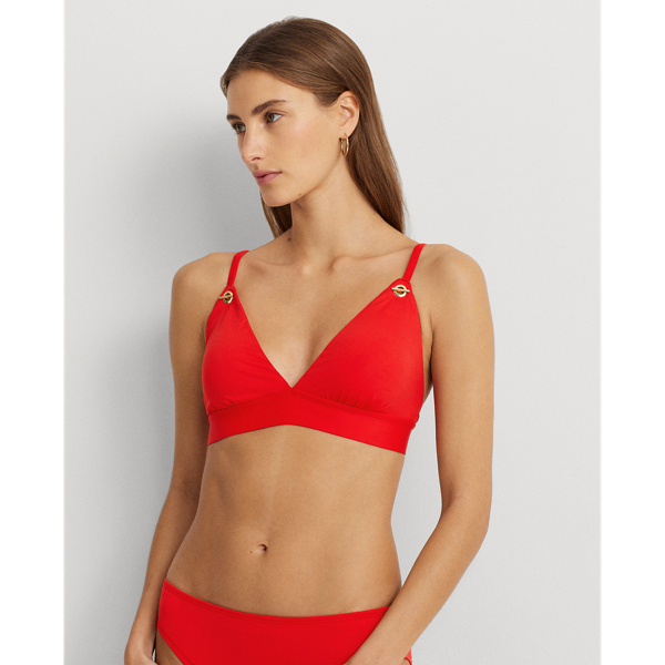 Detailed with "Lauren  Ralph Lauren Lauren"-engraved grommets on the straps for an iconic touch, this V-neck bikini top is a versatile piece, which pairs beautifully with any of Lauren's stylish bikini bottoms.
