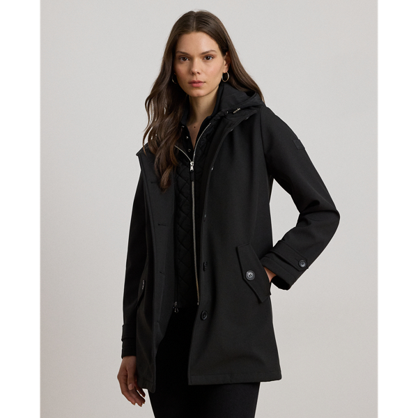 Equipped with a drawcord hood and a water-resistant shell to keep you dry, this style features a lightweight jacket layered over an insulated, quilted vestee.