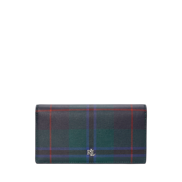 Laurèn Print Crosshatch Leather Slim Wallet In Multi