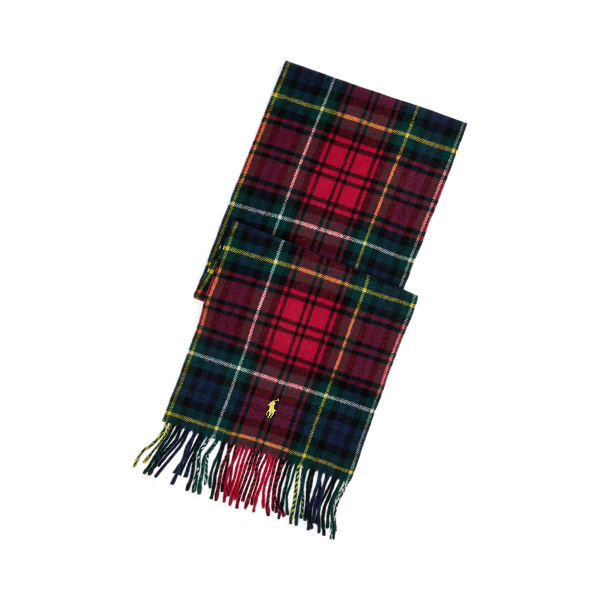Polo Ralph Lauren Tartan Fringe Wool Scarf In Multi