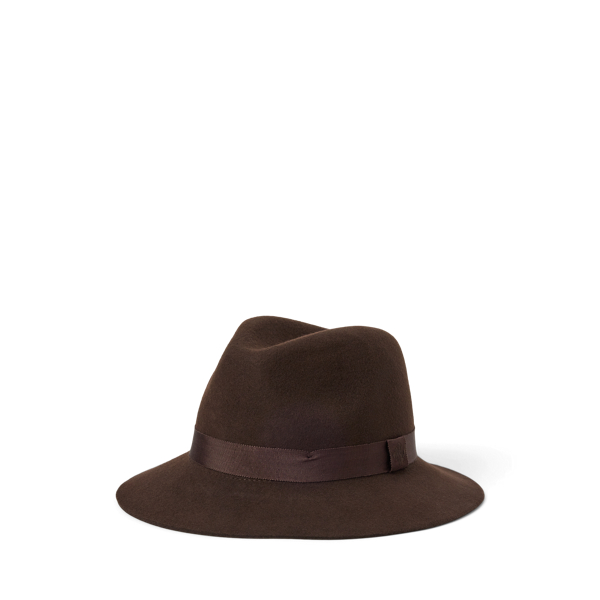 Polo Ralph Lauren Ribbon-trim Wool Fedora In Burgundy