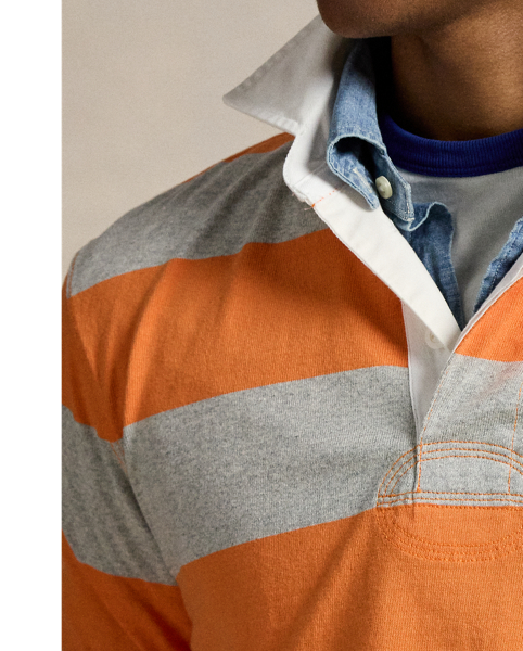 With its athletic details and timeless design, the Iconic Rugby Shirt captures the preppy yet sporty sensibility that has long defined the Polo  Ralph Lauren Lauren brand. This version features all the hallmarks of a traditional rugby shirt – the distinctive stripe, white point collar, concealed placket, rubber buttons and rib-knit cuffs. Made from durable cotton jersey, which stays true to the sport's rough-and-tumble heritage, this shirt will stand up to repeated wear on and off the pitch.