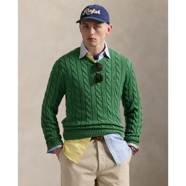 This cotton jumper combines two of Polo's most iconic design elements: a textural cable-knit motif and our signature embroidered Pony.