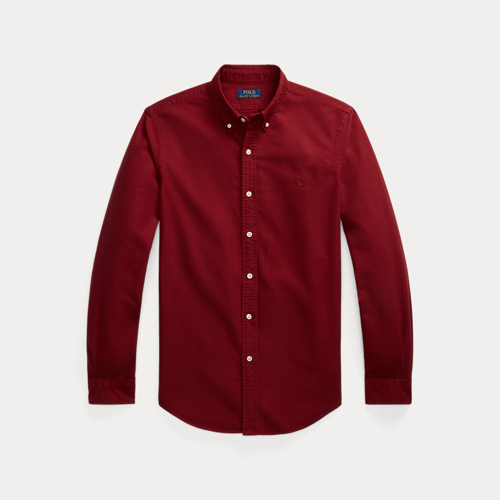 Polo Ralph Lauren Slim Fit Garment-dyed Oxford Shirt In Red