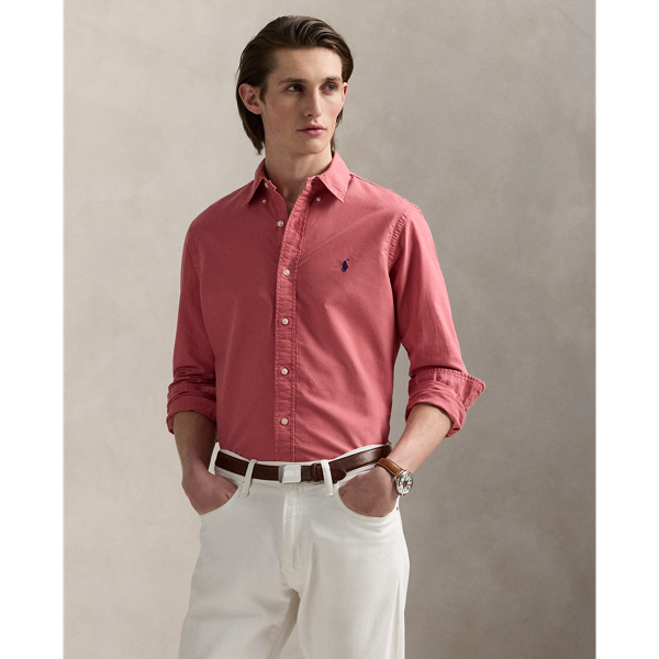 This Slim Fit version of our iconic oxford shirt is garment-dyed and washed for a broken-in look.