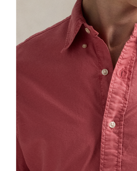 This Slim Fit version of our iconic oxford shirt is garment-dyed and washed for a broken-in look.