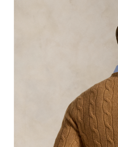 Our unisex cable-knit jumper is a Polo staple dating all the way back to 1973. What hasn't changed is the quality – 100% Italian cashmere – and the seamless way it is knit together. Known as hand-linking, this technique gives the piece an unmistakably attractive shape and soft feel.
