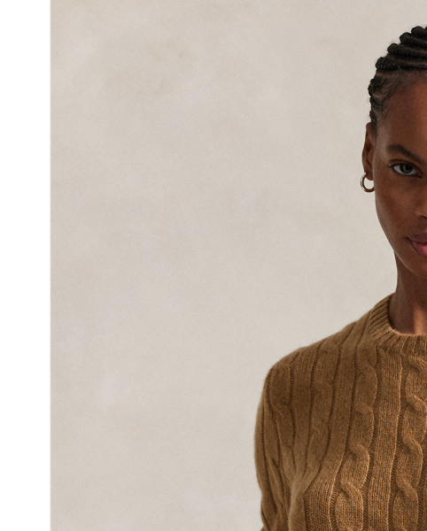Our unisex cable-knit jumper is a Polo staple dating all the way back to 1973. What hasn't changed is the quality – 100% Italian cashmere – and the seamless way it is knit together. Known as hand-linking, this technique gives the piece an unmistakably attractive shape and soft feel.