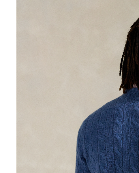 Our unisex cable-knit jumper is a Polo staple dating all the way back to 1973. What hasn't changed is the quality – 100% Italian cashmere – and the seamless way it is knit together. Known as hand-linking, this technique gives the piece an unmistakably attractive shape and soft feel.